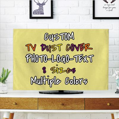 BENUSIO Custom TV Dust Cover with Photo Logo Text Personalized Dustproof TV Screen Monitor Protective Cover Indoor Decor, Khaki, For 60" TV