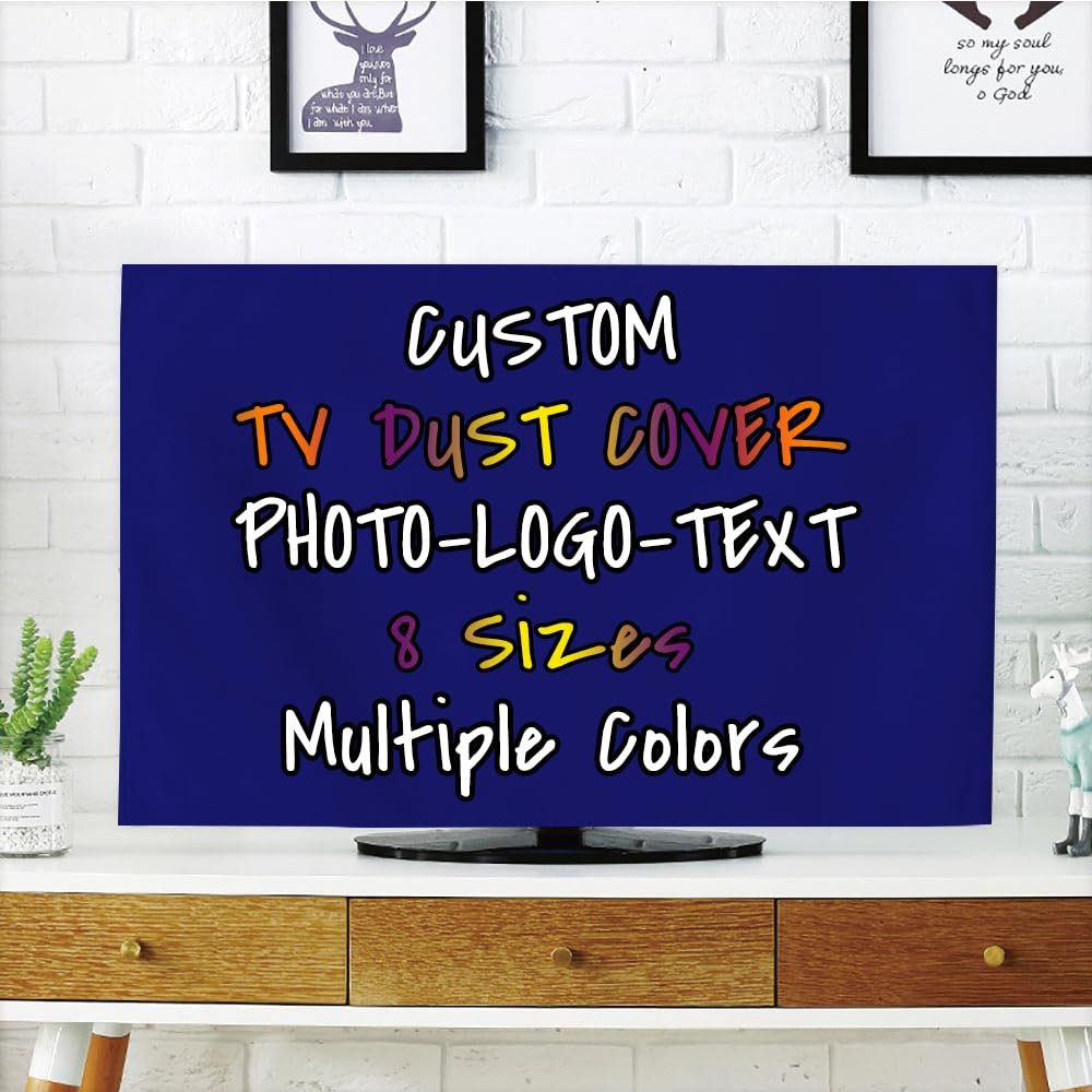 BENUSIO Custom TV Dust Cover with Photo Logo Text Personalized Dustproof TV Screen Monitor Protective Cover Indoor Decor, Midnightblue, For 50"/52" TV