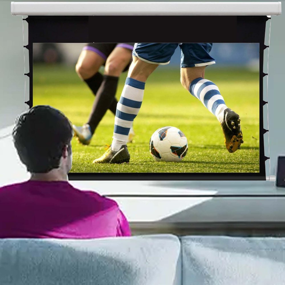 16:9 Hd Electric Projector Screen, 92 Inch Automatic Retractable Projection Screen, 4 Materials That Restore True Colors,for Home OpticalMetal