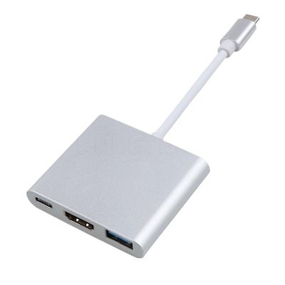 4K TY>pe C to HDMI-Compatible USB C 3.0 V/GA PD Adapter Multiport Adapter HDMI-Compatible Hub for(3 in 1 Silver)