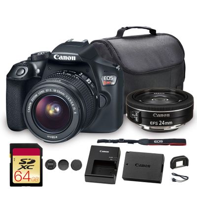 Canon EOS Rebel T6 DSLR Camera with 18-55mm Lens | 18MP APS-C CMOS Sensor, Built-in Wi-Fi & Full HD Video | Great for Travel & Everyday Photography (1159C003) EF-S 24mm f/2.8 STM Lens + More