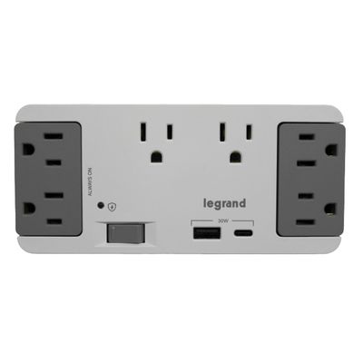 On-Q 6 Outlet Enclosure Surge Protector with One USB-A and One USB-C