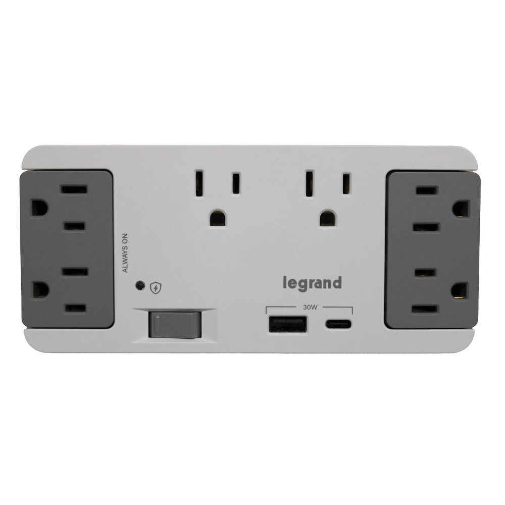 On-Q 6 Outlet Enclosure Surge Protector with One USB-A and One USB-C
