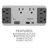 On-Q 6 Outlet Enclosure Surge Protector with One USB-A and One USB-C view 2