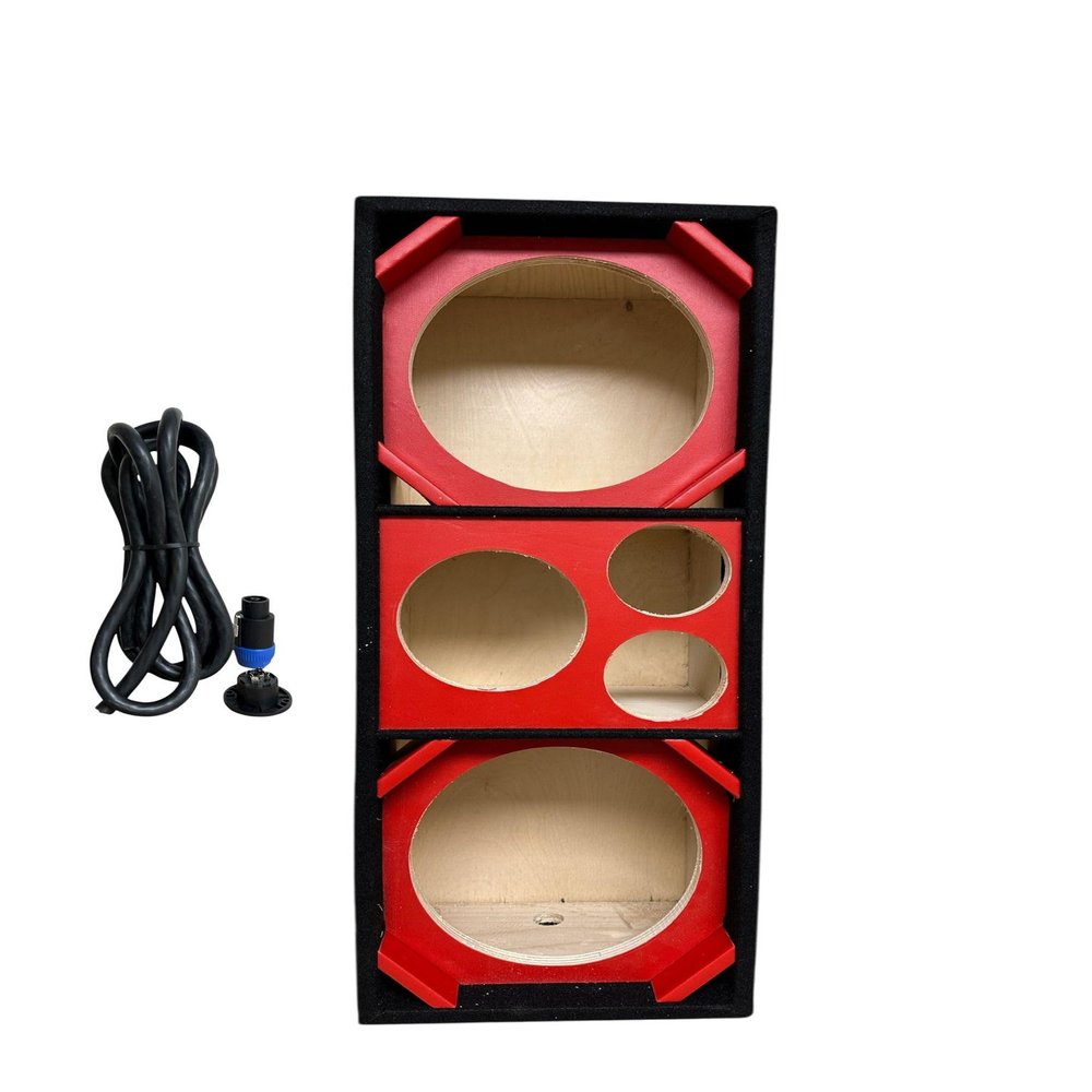 10" Brazilian Style Chuchera Speaker Box for Two 10" Speakers & 1 Driver Two Tweeters Vented Enclosure for Car (red)