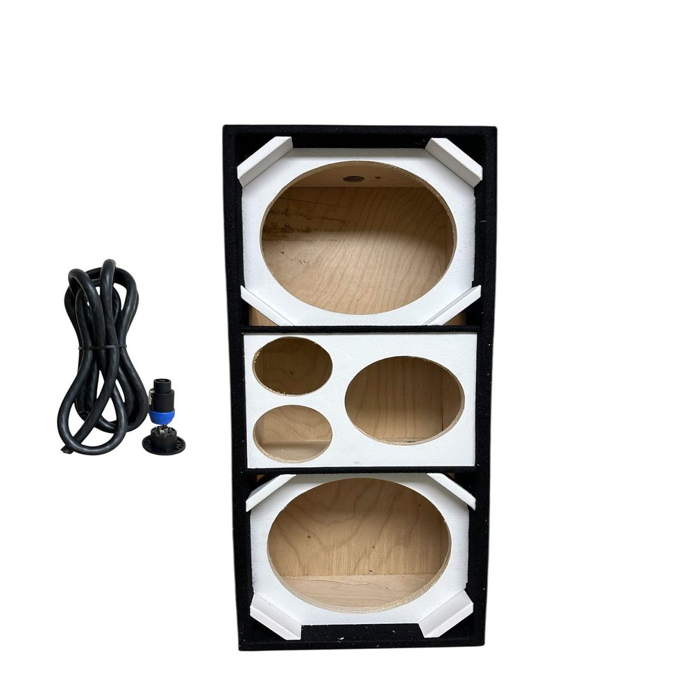 10" Brazilian Style Chuchera Speaker Box for Two 10" Speakers & 1 Driver Two Tweeters Vented Enclosure for Car (White)