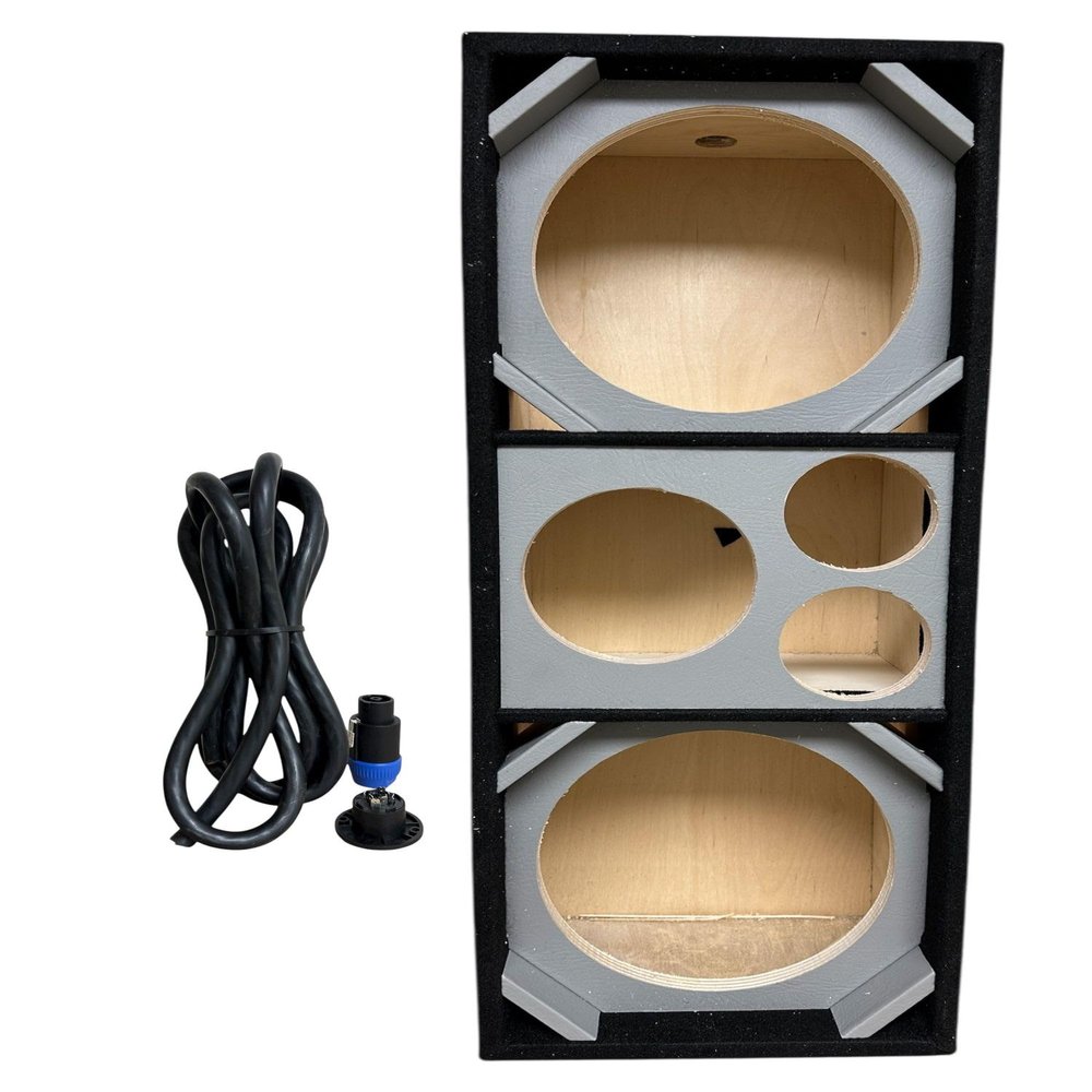10" Brazilian Style Chuchera Speaker Box for Two 10" Speakers & 1 Driver Two Tweeters Vented Enclosure for Car (Gray)