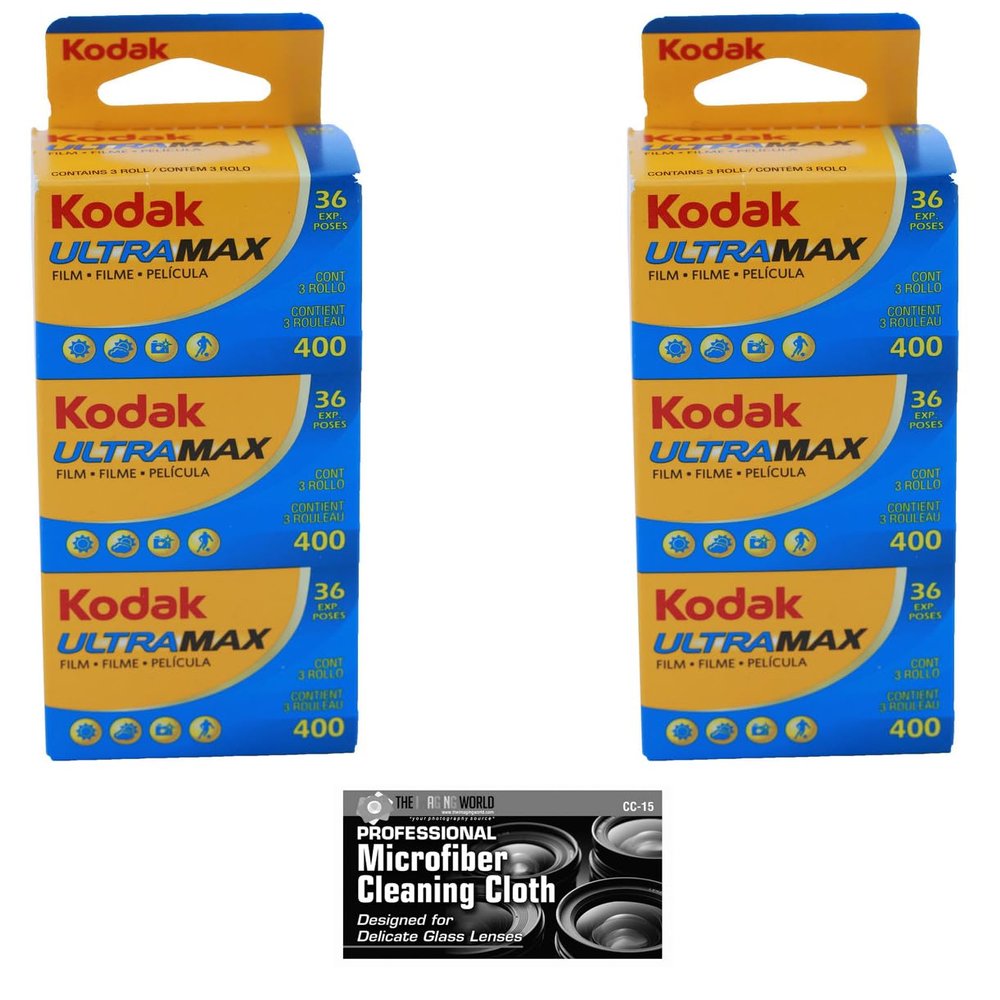 Kodak GC/UltraMax 400 Color Negative Film 35mm Roll Film, 36 Exposures, 6-Pack with Microfiber Cloth