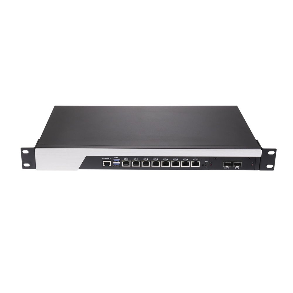 1U Firewall Appliance, OPNsense, VPN, Network Rackmount, I3 9100, RS46, 8 x 2.5GbE 226-V, 2 x SFP+ 10Gbe 82599ES, COM, VGA, SIM Slot, 0 RAM, 0 Storage, Barebone No System