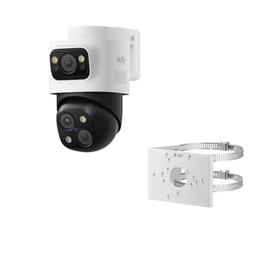 eufy PoE Bullet-PTZ Cam S4 with eufy Pole Mount Bracket (T870C), NVR Add On Cam, 4K UHD Triple Lens, 122 FOV, 360 Pan and Tilt, 8 Hybrid Zoom, AI Tracking, Red and Blue Light, Color Night Vision