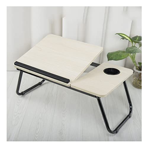 Adjustable Laptop Bed Desk with Cup Holder & Baffle, Portable Folding Bed Tray Table for Eating & Writing, 21.7" Blue Multifunctional Bed Table