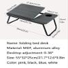 Adjustable Laptop Bed Desk with Cup Holder & Baffle, Portable Folding Bed Tray Table for Eating & Writing, 21.7" Blue Multifunctional Bed Table view 2