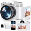 Digital Camera,UHD 75MP 5K for Photography with WiFi,64GB SD Card Vlogging Travel Camera for YouTube,Featuring 3" 180Flip Screen,Suitable for Beginners and Teens,White view 1