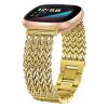 Alociaga Metal Band Compatible for Fitbit Versa 4/Sense 2/Versa 3/Sense, 22mm Dressy Stainless Steel Chain Strap Designer Wristband (Gold) view 1