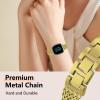 Alociaga Metal Band Compatible for Fitbit Versa 4/Sense 2/Versa 3/Sense, 22mm Dressy Stainless Steel Chain Strap Designer Wristband (Gold) view 3