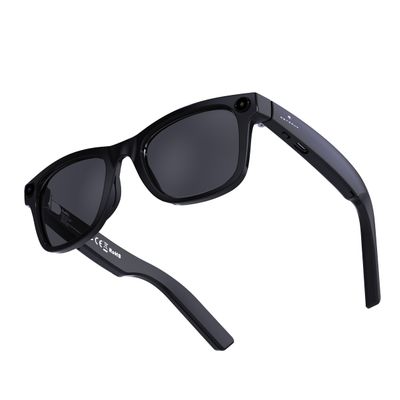 IMIKI Smart Glasses Bluetooth Audio Glasses with Open Ear Speakers Lightweight Frame Hands Free Calls Touch Control for All Day Wear Men and Women (Black)