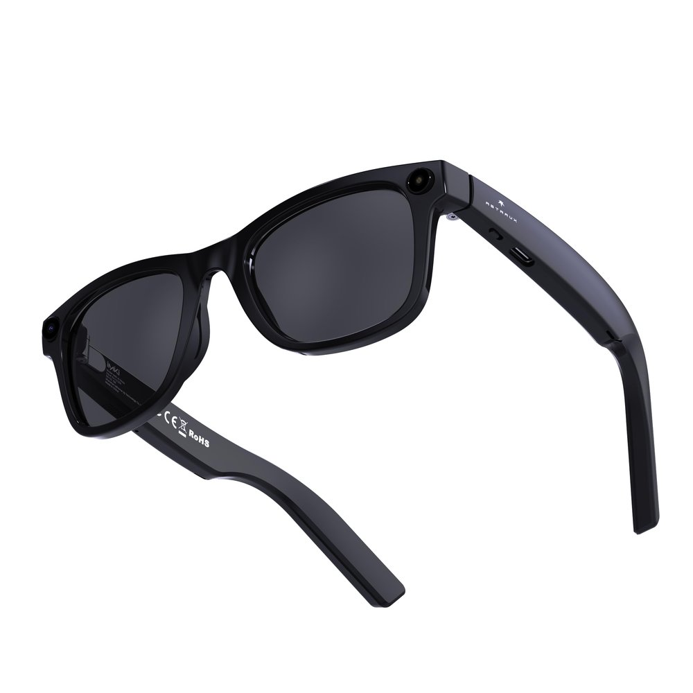 IMIKI Smart Glasses Bluetooth Audio Glasses with Open Ear Speakers Lightweight Frame Hands Free Calls Touch Control for All Day Wear Men and Women (Black)