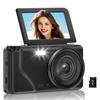 4K 64MP Digital Camera with 3" 180 Flip Screen, 2025 Latest Autofocus Vlogging Photography Camera for YouTube, 18X Digital Zoom Compact Travel Cameras with 64GB SD Card for Beginner (Black) view 1