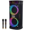 Large Party Speaker with Dual 6.5 Inch Woofers, 200W Peak Powerful Sound, 15 Hours Playtime, Type-C Charging, LED Light Show, Wireless Microphone for Outdoor Parties view 1