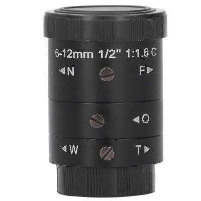 KP 0612 3MP 6 12mm Definition C Mount Camera Lens, CCTV Zoom Lens, Manual Industrial Microscope Lens with Aluminum Alloy, Multi Layer Coating for Clear Images,
