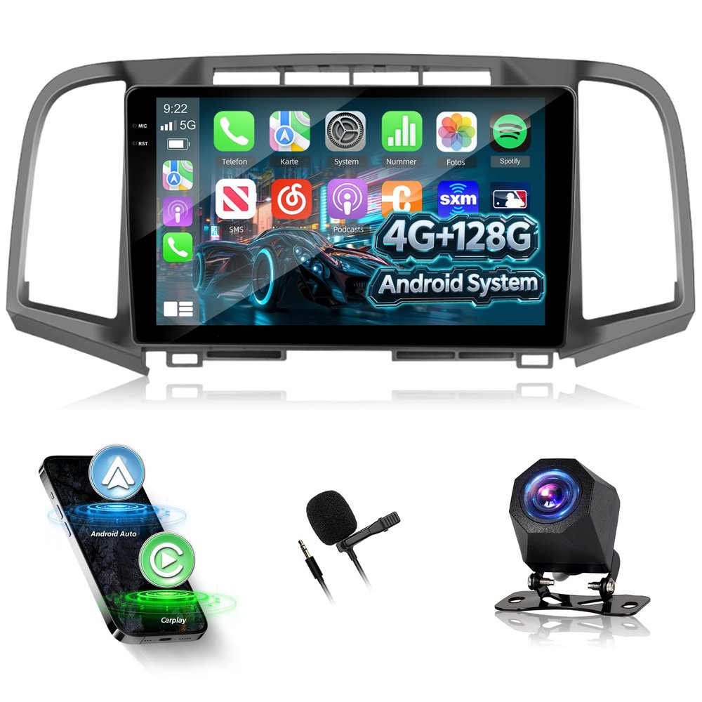 [4+128G] NHOPEEW Car Radio for Toyota Venza 2008-2016 - Wireless Carplay and Android Auto - 9 Inch Incell Touchscreen Android Car Stereo - EQ Audio/GPS Navi / 5GHz WiFi/SWC + AHD Backup Camera