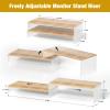 Adjustable Monitor Stand Riser with Acrylic Legs9.4" Wide Dual Monitor Stand for Desk2-Tier Wood Desktop Organizer for Computer, Laptop, Printer & PCModern Aesthetic Desk Shelf(wood-glacial striae) view 2