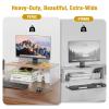 Adjustable Monitor Stand Riser with Acrylic Legs9.4" Wide Dual Monitor Stand for Desk2-Tier Wood Desktop Organizer for Computer, Laptop, Printer & PCModern Aesthetic Desk Shelf(wood-glacial striae) view 3