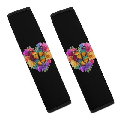 Butterfly Rose Flower Heart Car Seat Belt Pad Soft Seatbelt Cushion Pad Cover for Women Men