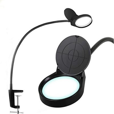 Magnifying Glass Lamp Flexible Clip on Watch Repairing Magnifying Glass Light 5W Clamp Magnifier 3x10x 5X or 8x15x Magnifying Reading Light Flexible Gooseneck Arm Mage