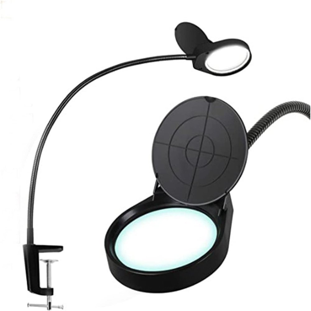 Magnifying Glass Lamp Flexible Clip on Watch Repairing Magnifying Glass Light 5W Clamp Magnifier 3x10x 5X or 8x15x Magnifying Reading Light Flexible Gooseneck Arm Mage