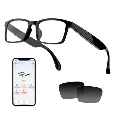 AI Translation Glasses, Support 160+ Languages Real-Time Translation Powered by APP, Bluetooth Glasses with Speakers, Blue Light Blocking & Detachable Sunglasses Lenses, Smart Glasses for Men & Women