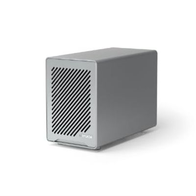 HKUXZR Mini PC,N150 8-Bay NAS Mini PC Windows 11, 4 Cores and 4 Threads,2*Intel i226-V 2.5G,1*DDR5 4800MHz Max 48GB,Support 1*HDMI,1*DP Interface,4*SATA+4*M.2 (up to 112TB) (NO RAM NO SSD)