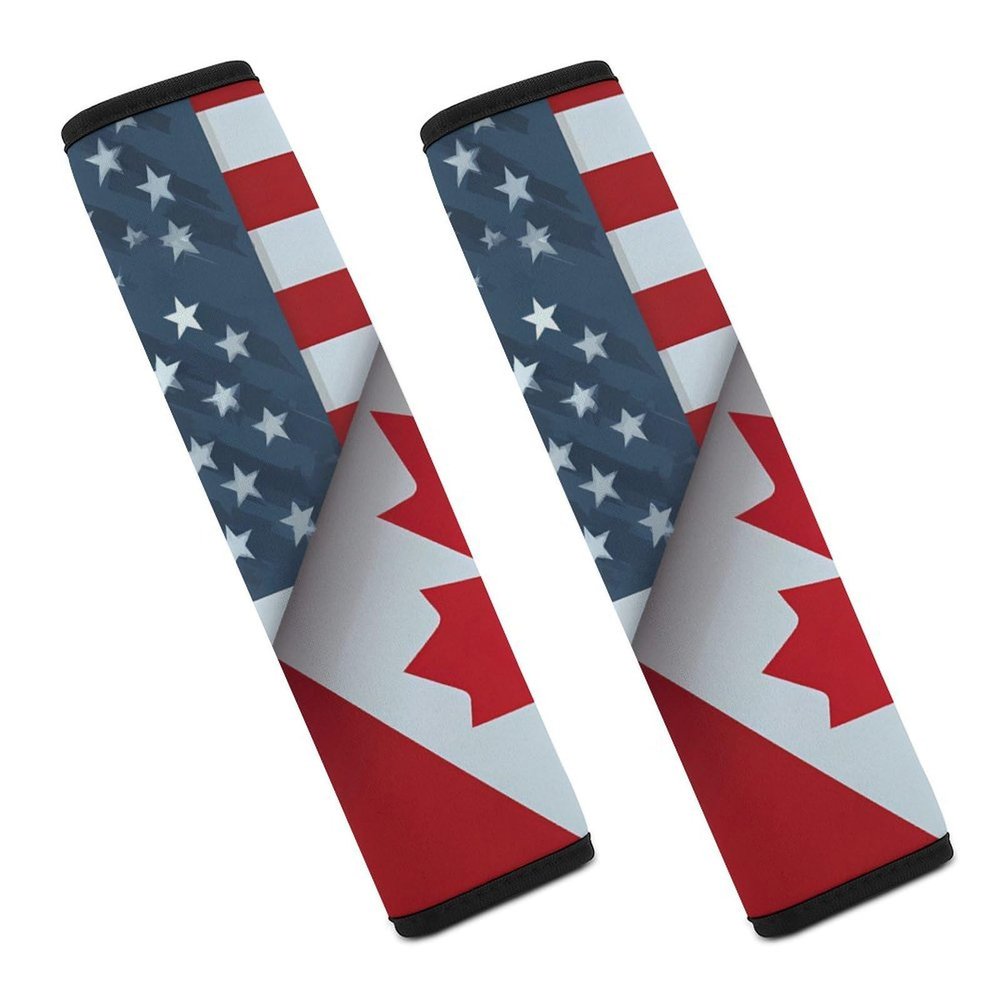 Canada USA Friendship-Flag Car Seat Belt Pad Soft Seatbelt Cushion Pad Cover for Women Men