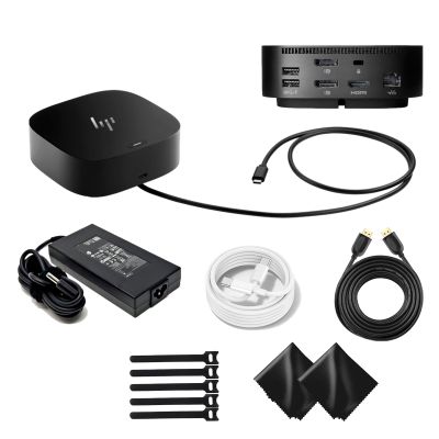 HP Docking Station for Laptop Dual Monitor and Charging Bundle- HP USB-C Dock G5 5TW10AA / 5TW10UT / 5TW10AA#ABG / 5YH27AV#ABA w/ 120W Power Adapter + HDMI Cable + USB-C Cable + Microfiber Cloth