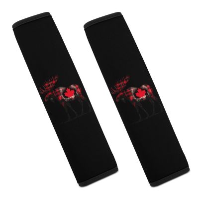 Canadian Moose Red Plaid Car Seat Belt Pad Soft Seatbelt Cushion Pad Cover for Women Men