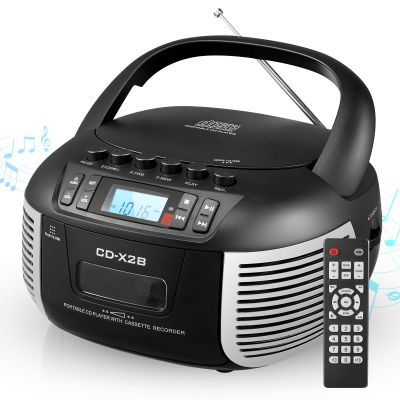 DGXWLLW CD and Cassette Player Combo Boombox with Bluetooth & FM Radio