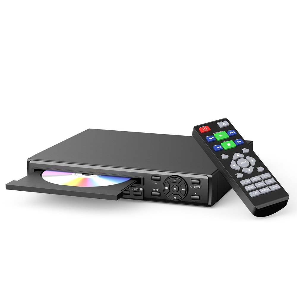 Desobry HDMI DVD Player for TV  Region Free All-Region DVD Player, Full HD 1080p Upscaling, USB Playback & Multi-Format Support, Compact Design with Remote (Standard Version)