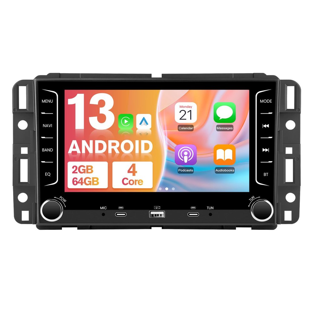 Votheon Android Car Radio 2GB+64GB for Chevrolet Chevy Silverado GMC Sierra Yukon 2007-2013 GPS Navigation with 7 inch Touch Screen CarPlay Android Auto Bluetooth SWC
