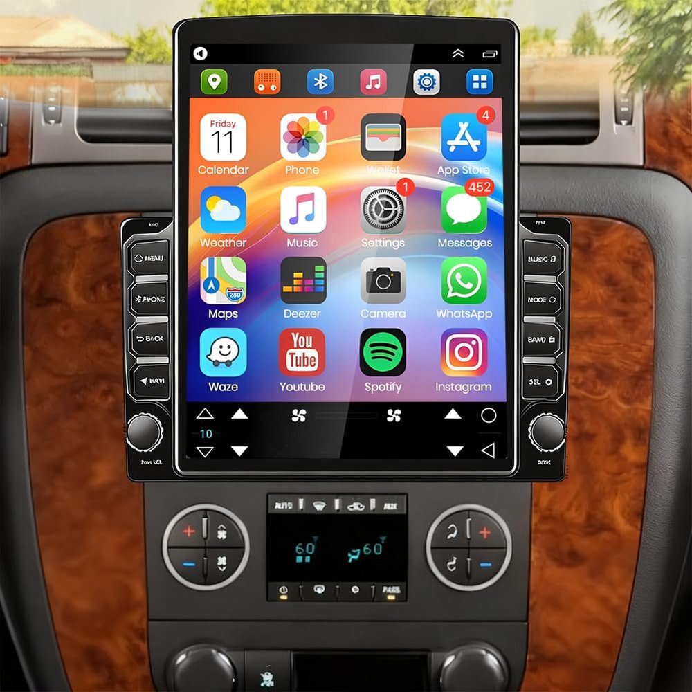 9.7 inch Car Stereo Radio for GMC Sierra Yukon 2007-2014 Upgrade CarPlay Touch Screen Head Unit Car Stereo with Wireless Carplay Android Auto GPS Bluetooth WiFi FM RDS DSP SWC Backup Camera Mic