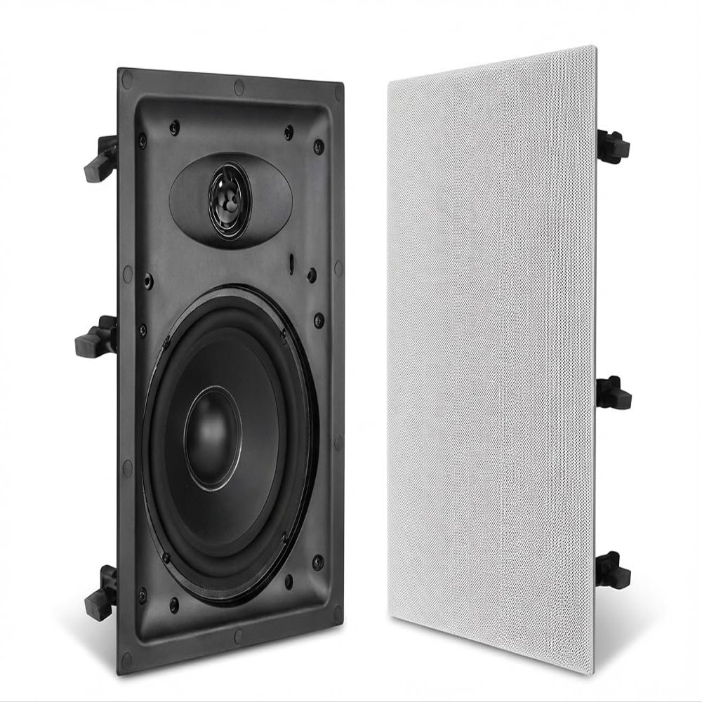 Herdio 6.5 Inch 2-Way in-Wall Speaker for Whole House Surround Audio, 1" Silk Dome Tweeter, Magnetic Paintable Mesh Cover, Compatible with Whole House Audio or Home Theater, Single White