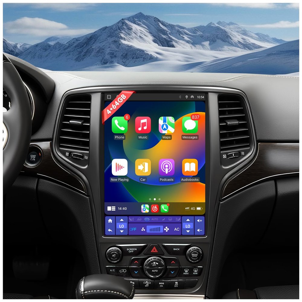 12.1" T-Style Car Stereo Radio Upgrade for Grand Cherokee 2014-2022 8Core-Head Unit4GB+64GB with CarPlay/Android Auto Touch Screen with 1080P Backup Camera