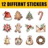 12 Pcs Classic Christmas Stickers, Aesthetic Holiday Decals Gingerbread, Candy Cane, Tree, Mug, Santa Hat Designs, Cozy Winter Stickers for Laptop, Bottle, Notebook, Wrapping, Holiday Crafts 4 Inches view 2