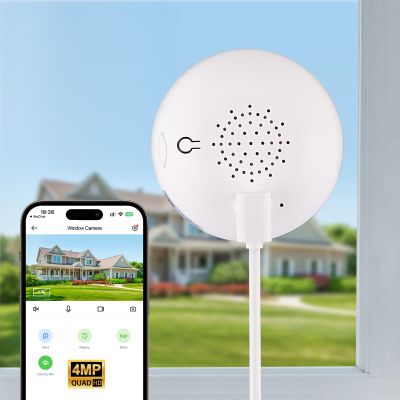 4MP Smart Window Security Camera, WiFi Home Surveillance Camera with Color Night Vision, Motion Detection, 2-Way Audio, AI Human Detection, Easy Mount Indoor Window Cam for Home Monitoring