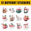 12 Pcs Christmas Mug Stickers Set, Festive Hot Cocoa and Holiday Drink Decals Santa, Snowman, Gnome, Gingerbread Mugs, Cute Winter Stickers for Laptop, Bottle, Notebook, Wrapping, Crafts 7 Inches view 2