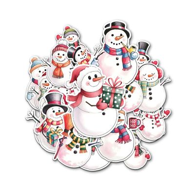 12 Pcs Snowman Christmas Stickers Set, Winter Decals Featuring Festive Snowmen with Scarves, Hats, Gifts, Holiday Stickers for Laptop, Bottle, Notebook, Wrapping, Scrapbook, Christmas Crafts 3 Inches