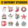 12 Pcs Christmas Holiday Stickers, Festive Decals Santa, Snowman, Cocoa Mug, Tree, Wreath Designs, Cute Winter Stickers for Laptop, Bottle, Notebook, Gift Wrapping, Scrapbook, Holiday Crafts 8 Inches view 2