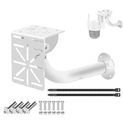 CTXSumTec J-Shaped Aluminum Wall Mount with Cable Management Hole & L-Shaped Adapter - Duckbill Design (180 Tilt/360 Swivel) for CCTV Dome/IP Cameras, Space-Saving Indoor/Outdoor Use