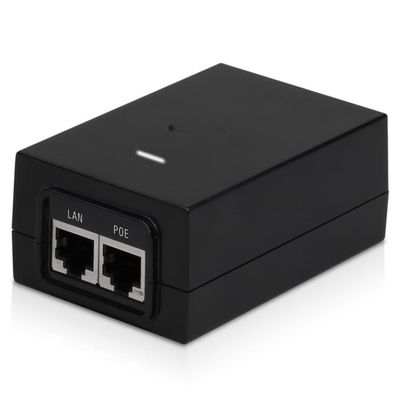 POE-24-30W Power Over Ethernet Adapter, 24V, 30W, Black, with Earth Grounding and Surge Protection for Network Devices