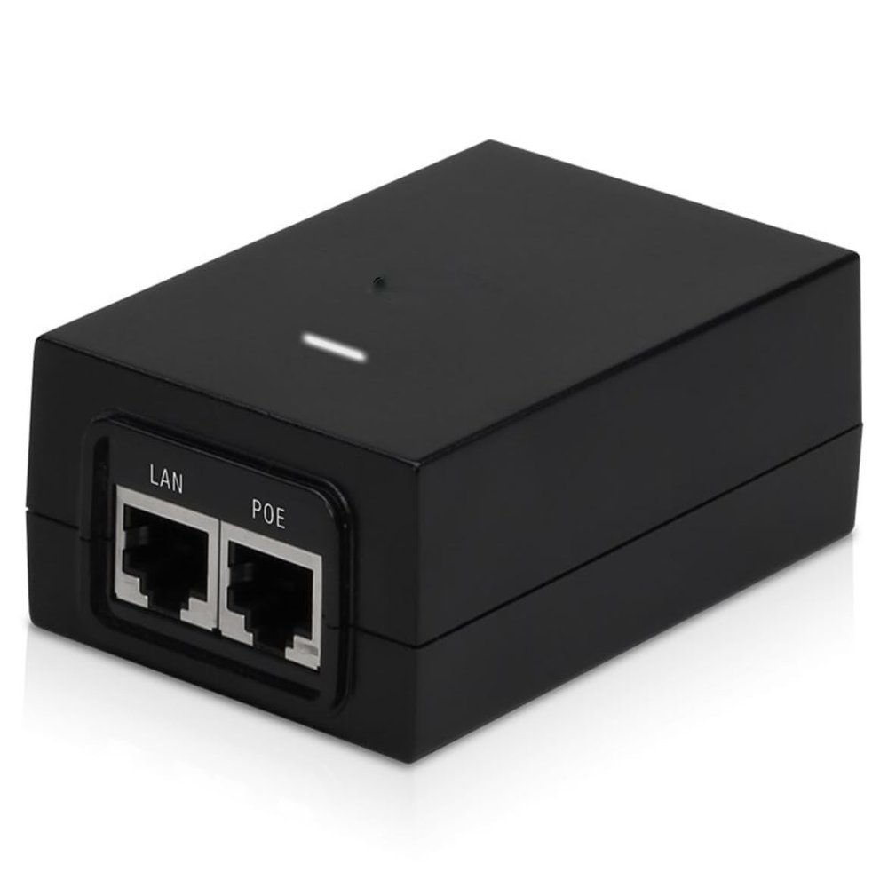 POE-24-30W Power Over Ethernet Adapter, 24V, 30W, Black, with Earth Grounding and Surge Protection for Network Devices
