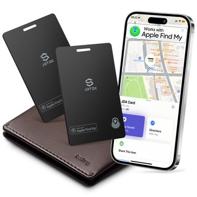 Smartcard-Wallet-Tracker-Card Apple MFi Certified Air-Tag Card - Work with Apple Find My (iOS Only) - Ultra-Thin Credit-Card-Sized-Tracker for Passport, Key Luggage Tracker Anti-Loss Item Locator